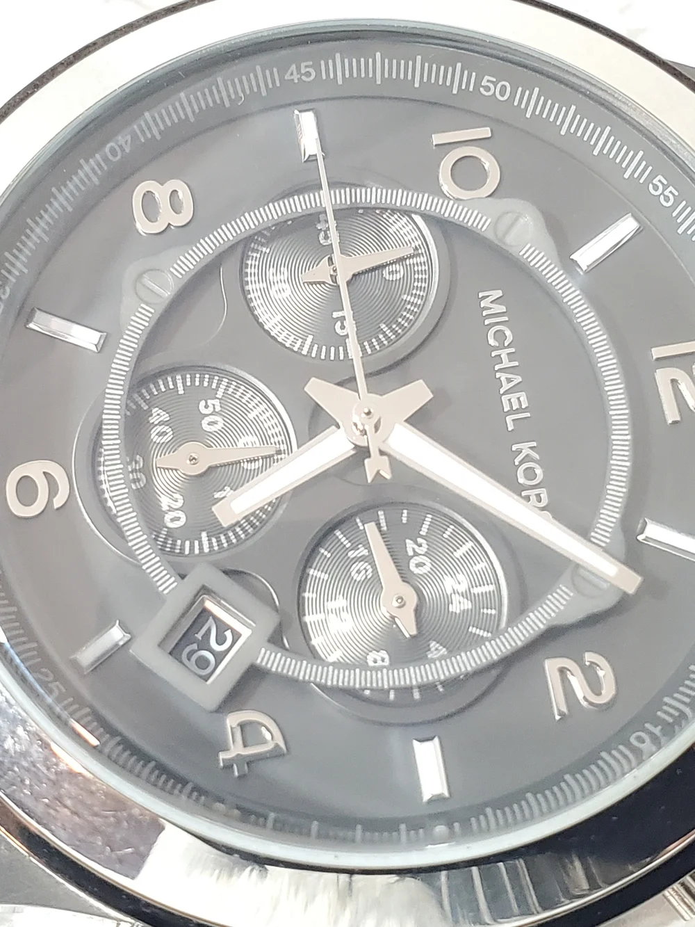 Michael Kors Men’s Chronograph Date Quartz Watch Black Silver Stainless Steel